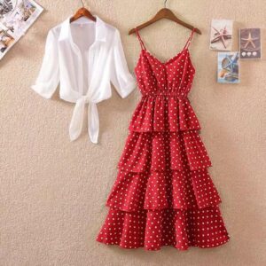 Polka Dot Midi With Shrug