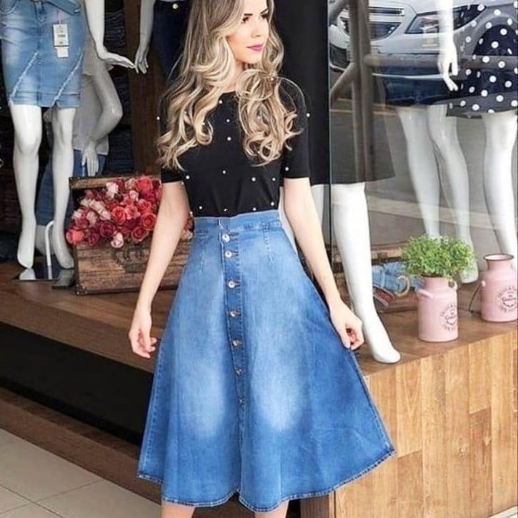 Flowy on sale denim skirt