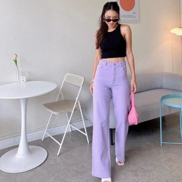 Wide leg jeans-Lavender