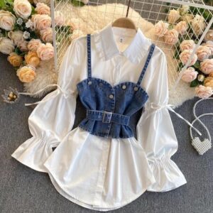 Jessica Fake Suspender Denim Dress