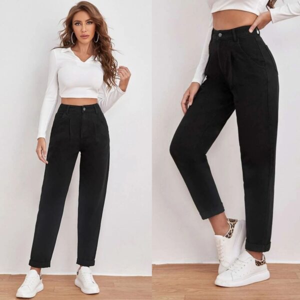 High Waisted Mom Fit Jeans-Black