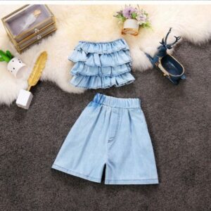 Dercy Denim Top and Shorts Set