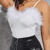 Knitted fur top-white