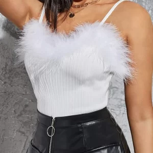 Knitted fur top-white