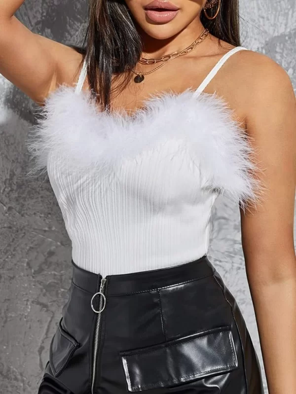 Knitted fur top-white