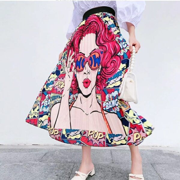 Pleated cartoon skirt