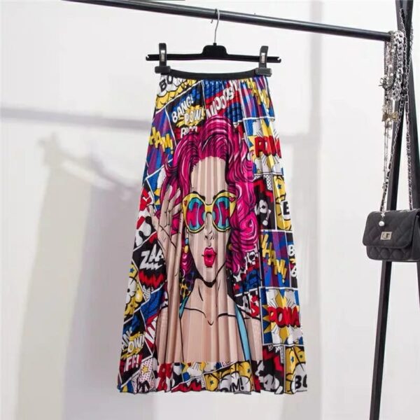 Pleated cartoon skirt