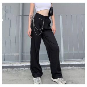 Punk Style double chain cotton trouser-Black