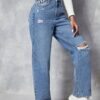 Detailed pocket ribbed knee jeans