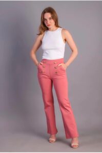 Front button straight leg pant